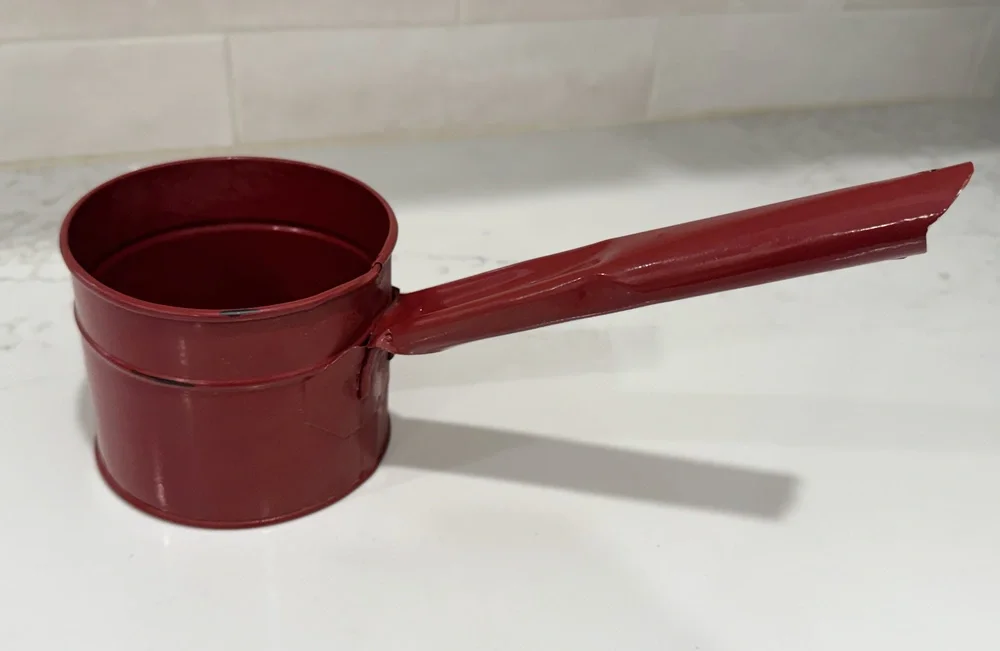 Vintage Primitive Red Enamelware Dipper Cups Lot of 3 - Farmhouse Nesting Set